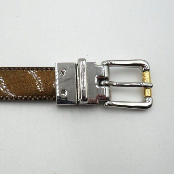 Ralph Lauren Belt Size Large Reversible Burgundy‎ Faux Crocodile Copper Metallic - Picture 2 of 6